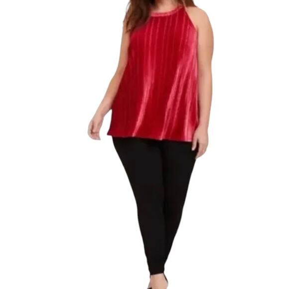 Torrid red velvet pleated halter top tank‎ top plus size 2X - Picture 4 of 10